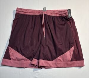 Xersion Mesh Athletic Shorts Men XL Burgundy Pink 5” Inseam Zip Pockets